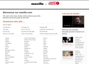How maville.com looks like on a tablet such as an iPad.