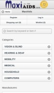 How maxiaids.com looks like on a mobile device such as an iPhone.
