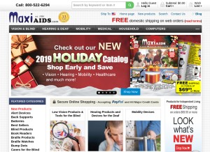 How maxiaids.com looks like on a tablet such as an iPad.