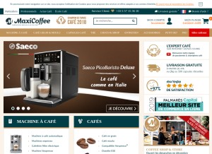 How maxicoffee.com looks like on a tablet such as an iPad.