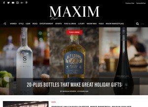 How maxim.com looks like on a tablet such as an iPad.