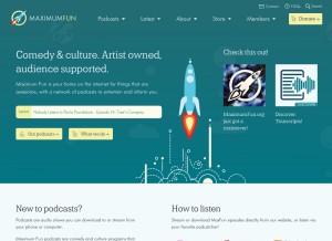 How maximumfun.org looks like on a tablet such as an iPad.