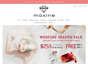 How maxinejewelry.com looks like on a tablet such as an iPad.