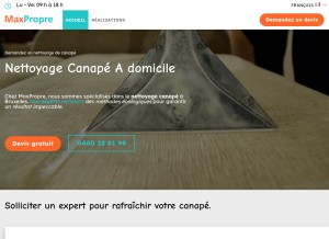 How maxpropre.be looks like on a tablet such as an iPad.