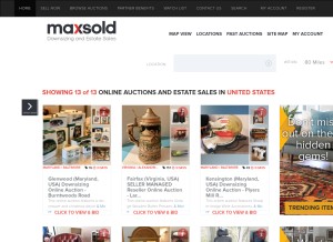 How maxsold.com looks like on a tablet such as an iPad.