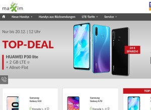 How maxxim.de looks like on a tablet such as an iPad.
