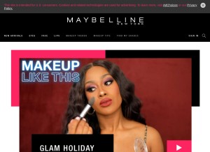 How maybelline.com looks like on a tablet such as an iPad.