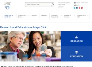 How mayo.edu looks like on a tablet such as an iPad.