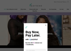 How mayvenn.com looks like on a tablet such as an iPad.