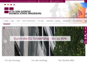 How mba-uni.de looks like on a tablet such as an iPad.