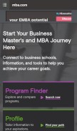 How mba.com looks like on a mobile device such as an iPhone.