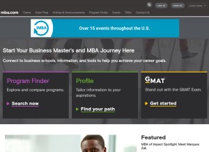 How mba.com looks like on a tablet such as an iPad.