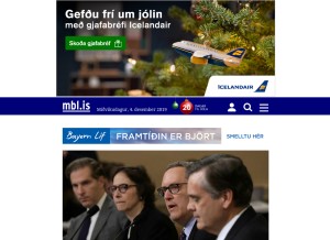 How mbl.is looks like on a tablet such as an iPad.