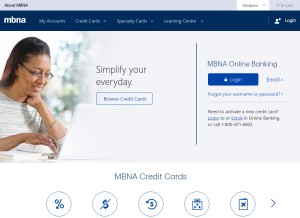 How mbna.ca looks like on a tablet such as an iPad.