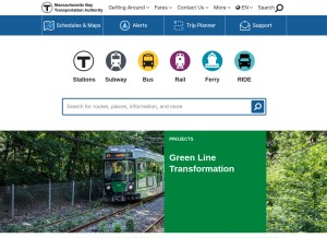How mbta.com looks like on a tablet such as an iPad.