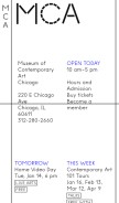 How mcachicago.org looks like on a mobile device such as an iPhone.