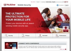 How mcafeemobilesecurity.com looks like on a tablet such as an iPad.