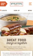 How mcalistersdeli.com looks like on a mobile device such as an iPhone.