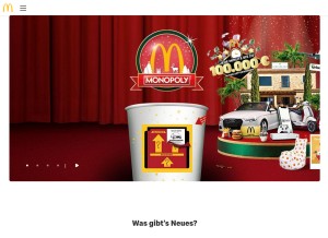 How mcdonalds.de looks like on a tablet such as an iPad.