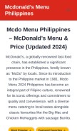 How mcdophmenu.com looks like on a mobile device such as an iPhone.