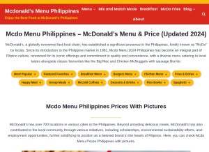 How mcdophmenu.com looks like on a tablet such as an iPad.