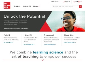 How mcgraw-hill.com looks like on a tablet such as an iPad.