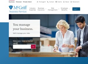 How mcgriffinsurance.com looks like on a tablet such as an iPad.