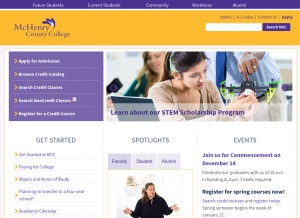 How mchenry.edu looks like on a tablet such as an iPad.