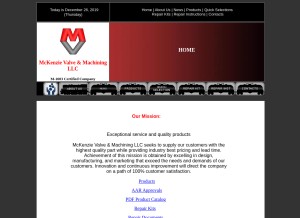 How mckenzievalve.com looks like on a tablet such as an iPad.