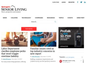 How mcknightsseniorliving.com looks like on a tablet such as an iPad.