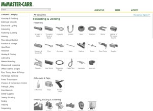 How mcmaster.com looks like on a tablet such as an iPad.