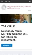How mcphs.edu looks like on a mobile device such as an iPhone.