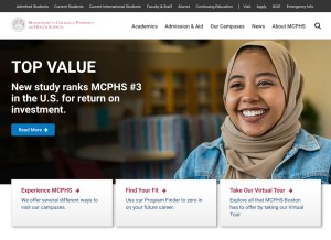 How mcphs.edu looks like on a tablet such as an iPad.