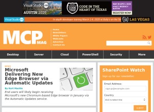 How mcpmag.com looks like on a tablet such as an iPad.