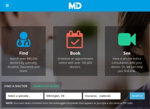How md.com looks like on a tablet such as an iPad.