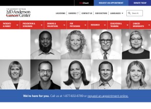 How mdanderson.org looks like on a tablet such as an iPad.