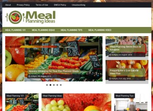 How mealplanningideas.com looks like on a tablet such as an iPad.