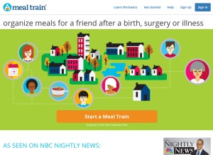 How mealtrain.com looks like on a tablet such as an iPad.