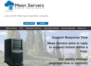 How meanservers.net looks like on a tablet such as an iPad.