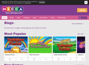 How meccabingo.com looks like on a tablet such as an iPad.