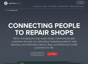 How mechanicadvisor.com looks like on a tablet such as an iPad.