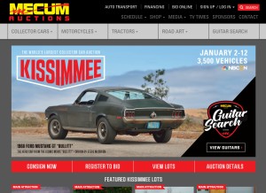 How mecum.com looks like on a tablet such as an iPad.