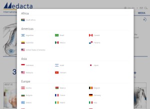 How medacta.com looks like on a tablet such as an iPad.