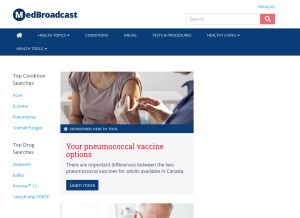 How medbroadcast.com looks like on a tablet such as an iPad.