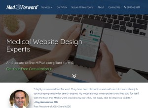 How medforward.com looks like on a tablet such as an iPad.