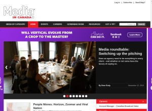 How mediaincanada.com looks like on a tablet such as an iPad.