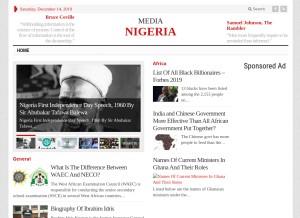 How medianigeria.com looks like on a tablet such as an iPad.