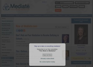 How mediate.com looks like on a tablet such as an iPad.