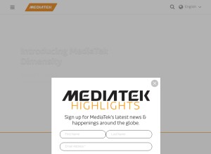 How mediatek.com looks like on a tablet such as an iPad.