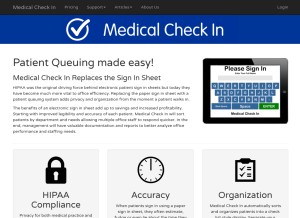 How medicalcheckin.com looks like on a tablet such as an iPad.